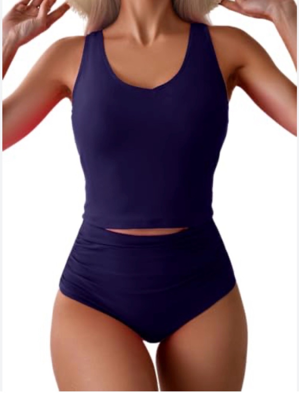 Like New Women’s High-Waist Tankini Set Deep Purple - Picture 2 of 5